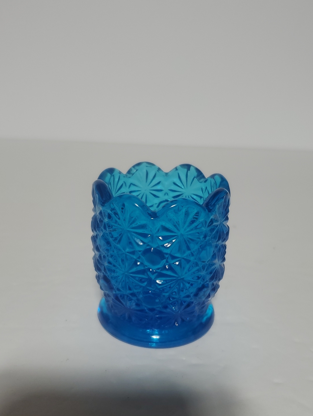 Vtg L.E. Smith Blue Glass Toothpick Holder